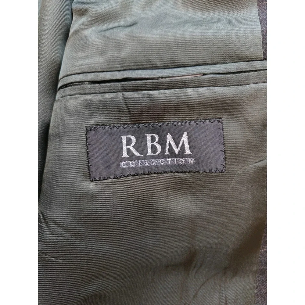 RBM Mens Wool Blazer Sports Coat 41R Gray Windowpane Canada 2 Button P606